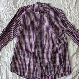 Bugatchi Uomo - Large Dress Shirt - Pink and Blue
